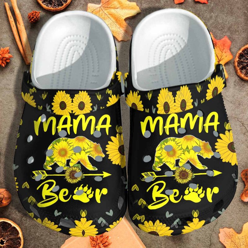 Sunflower Bear Mama Shoes Gift For Mothers Day – Grandma Beer Mama Beer Custom Shoes Birthday Gift For Women