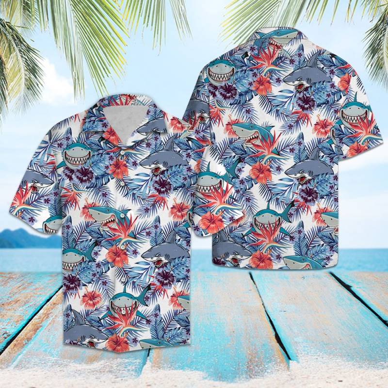 Shark Hibiscus Flower G5715 – Hawaii Shirt