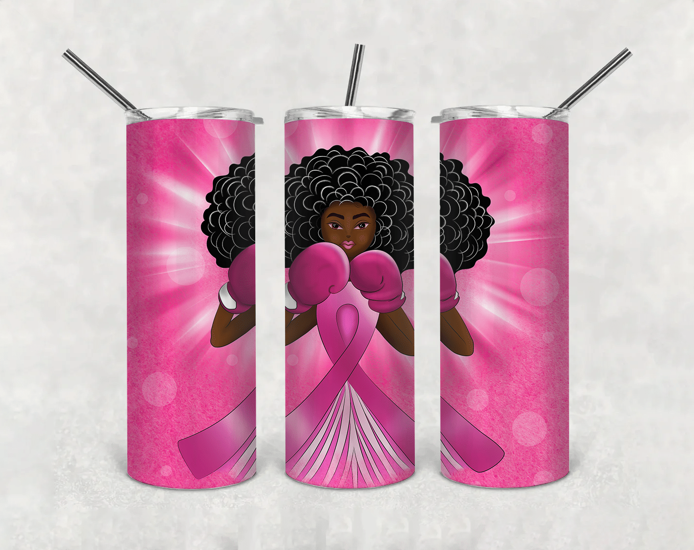 Tumbler For Black Girl Breast Cancer Afro Black Girl Art Tumbler