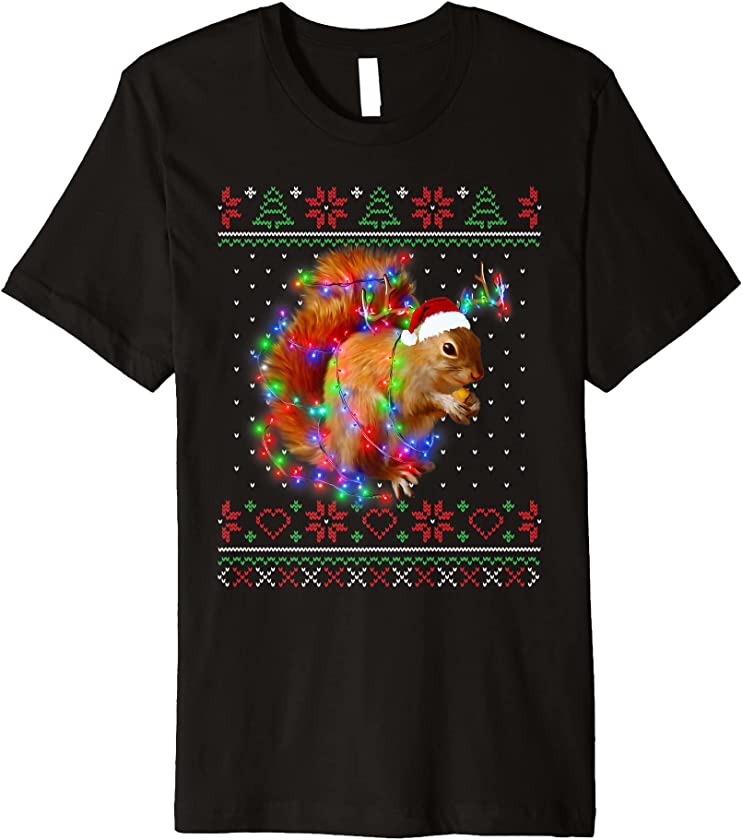 Squirrel Animal Ugly Sweater Christmas Puppy Animal Lover Premium T-Shirt