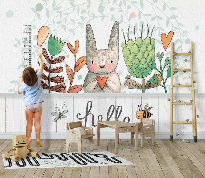 3D Color Cartoon Rabbit Wall Mural Wallpaperpe 436