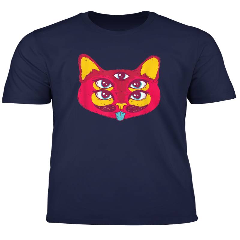 Psychedelic Cat Kitten Goa Psy Trance Party T Shirt