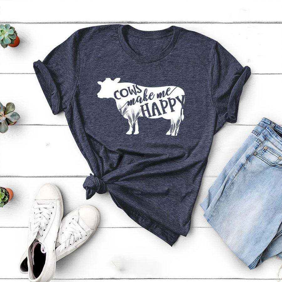 Funny Farm Life T Shirt, Cow Lovers T-Shirt, Cow Farmer Tshirt, Cows Make Me Happy Shirt, Cow Mama Shirt, Farmer Girls Gift, Farmer Mom Tees