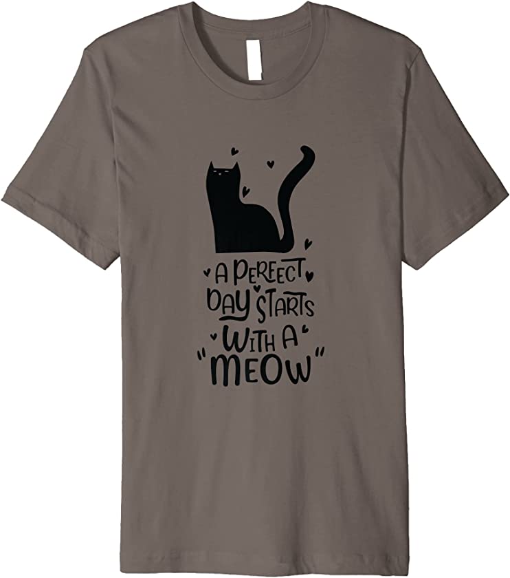 A Perfect Day Starts With A Meow Cat Kitten Lover Premium T-Shirt