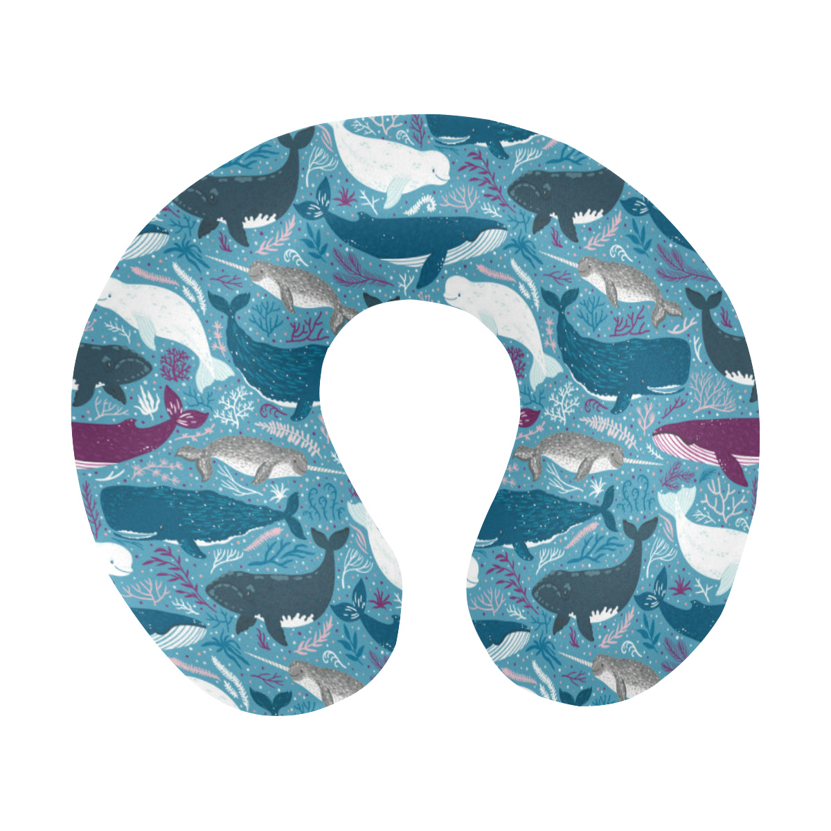 Whale Design Pattern U-Shaped Travel Neck Pillow