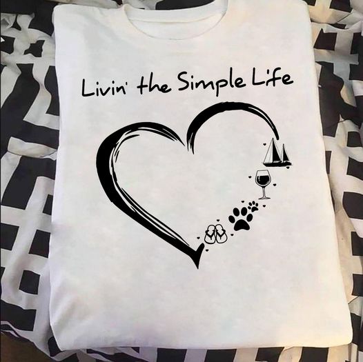 Living The Simple Life Wine Boat Dog Flip Flops Gift Standard/Premium T-Shirt