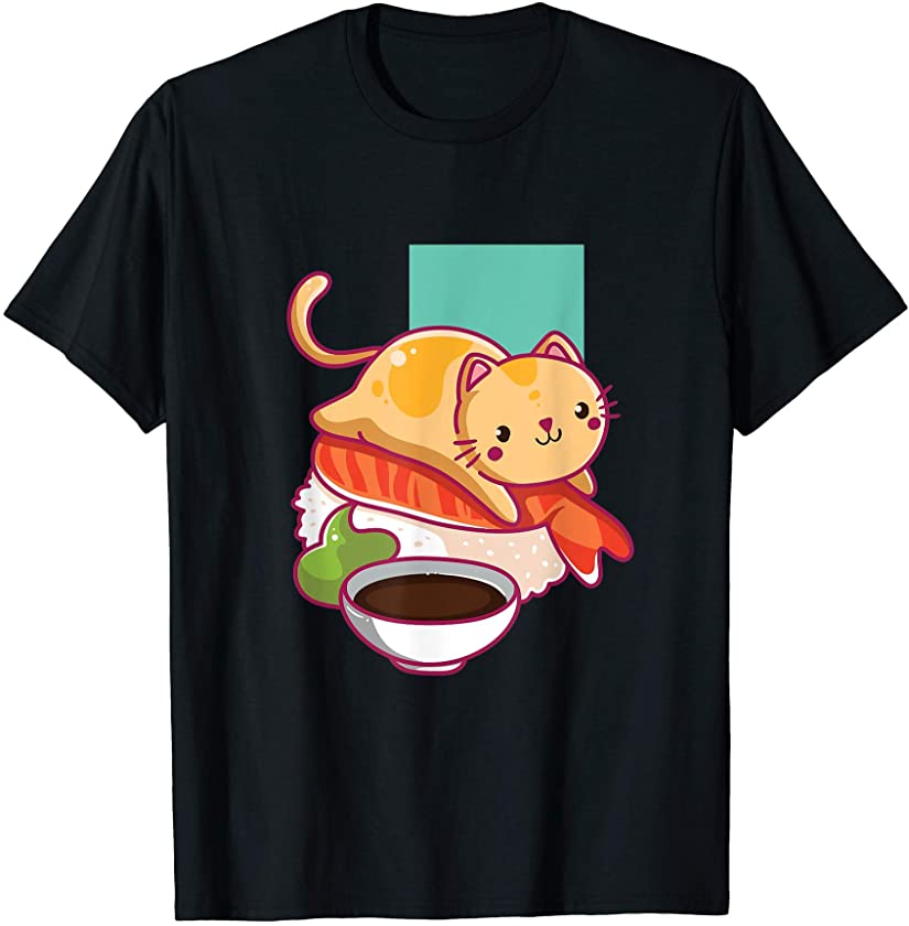 Sushi Anime I Japanese Food I Kawaii Kitten I Kawaii Cat T-Shirt