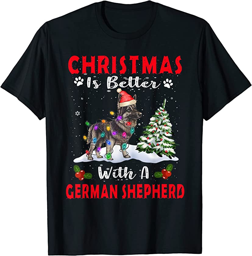 Christmas Is Better With A German Shepherd Dog Xmas Puppy T-Shirt