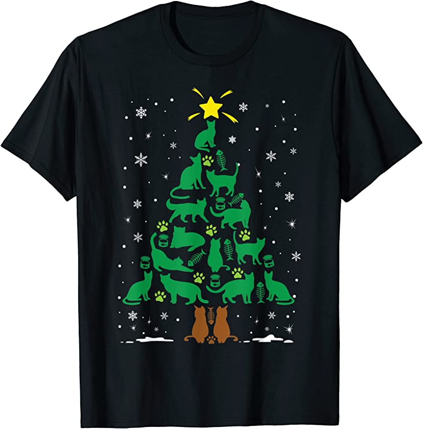 Cat Kitten Lovers Holiday Family Matching Christmas Tree T-Shirt