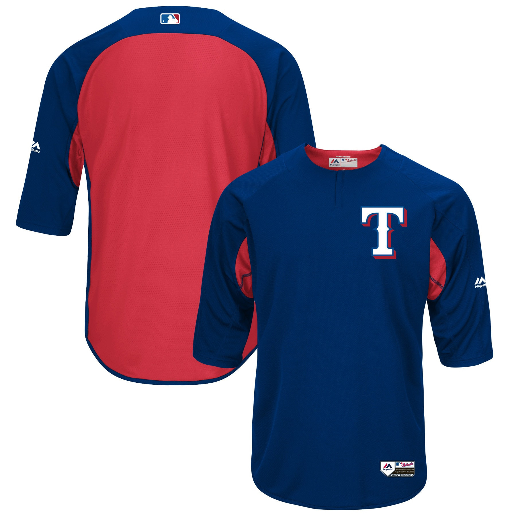 Texas Rangers Majestic Authentic Collection On-field 3/4-sleeve Batting Practice Jersey – Royal/red MLB