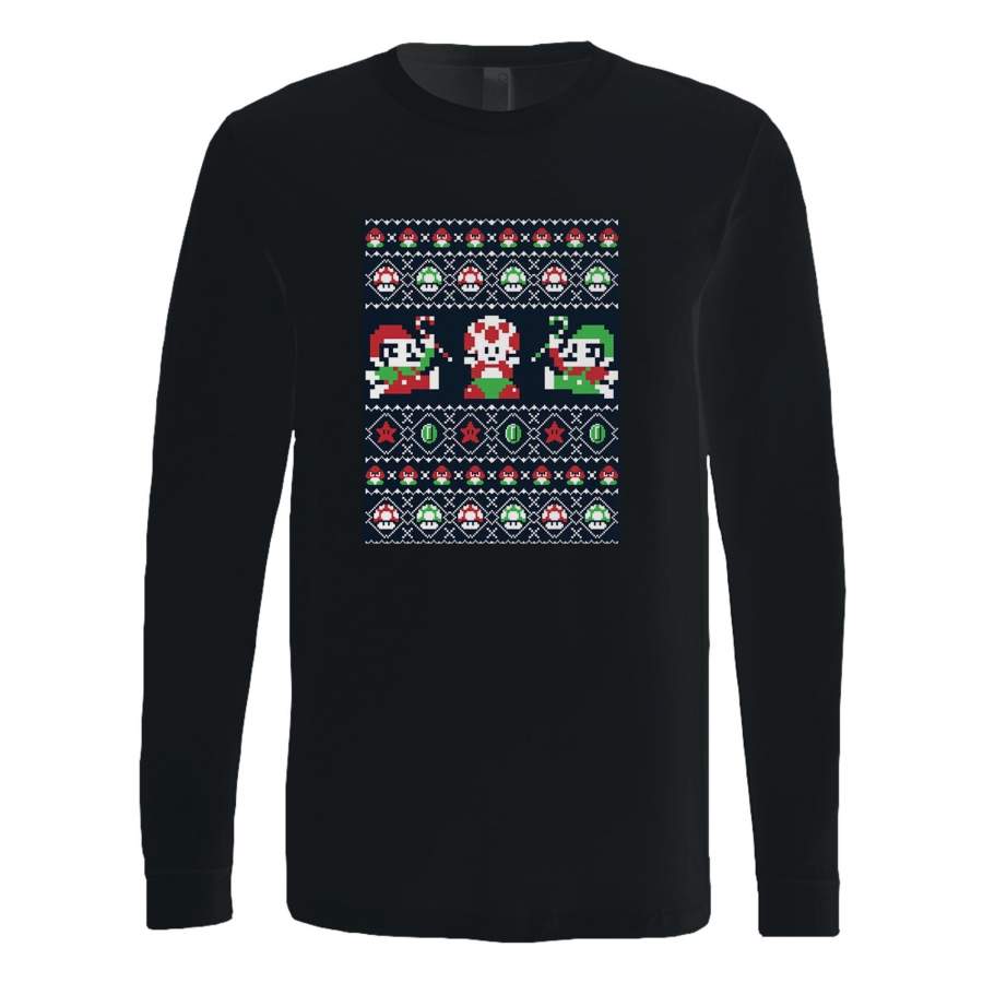 super mario christmas funny parody Long Sleeve T-Shirt Tee