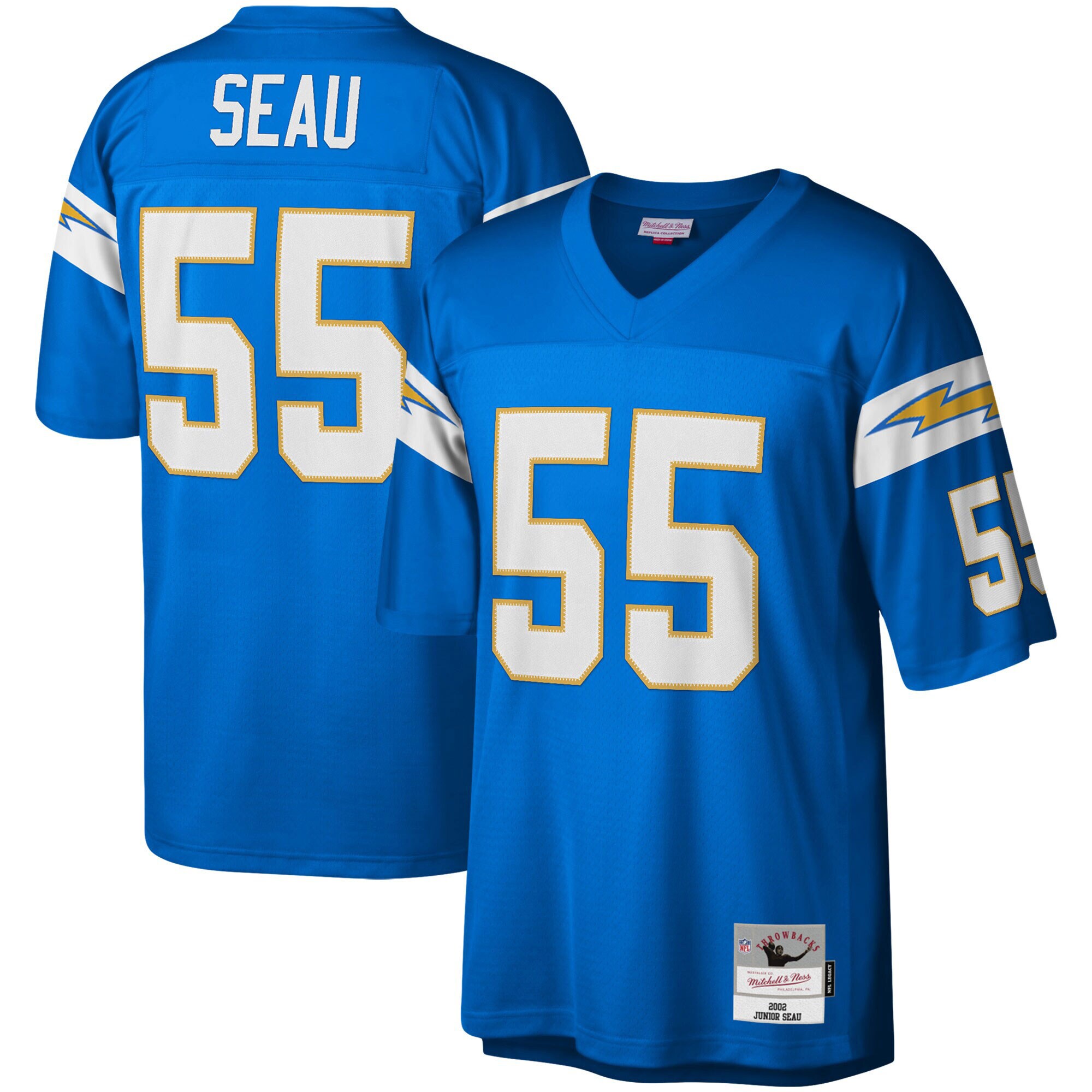 Junior Seau Los Angeles Chargers Mitchell & Ness Big & Tall 2002 Retired Player Replica Jersey – Powder Blue