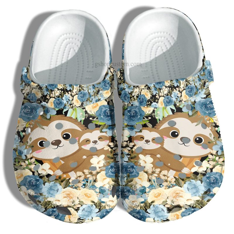 Baby Sloth Mom Flower Shoes – Sloth Grandma Shoes Croc Clogs