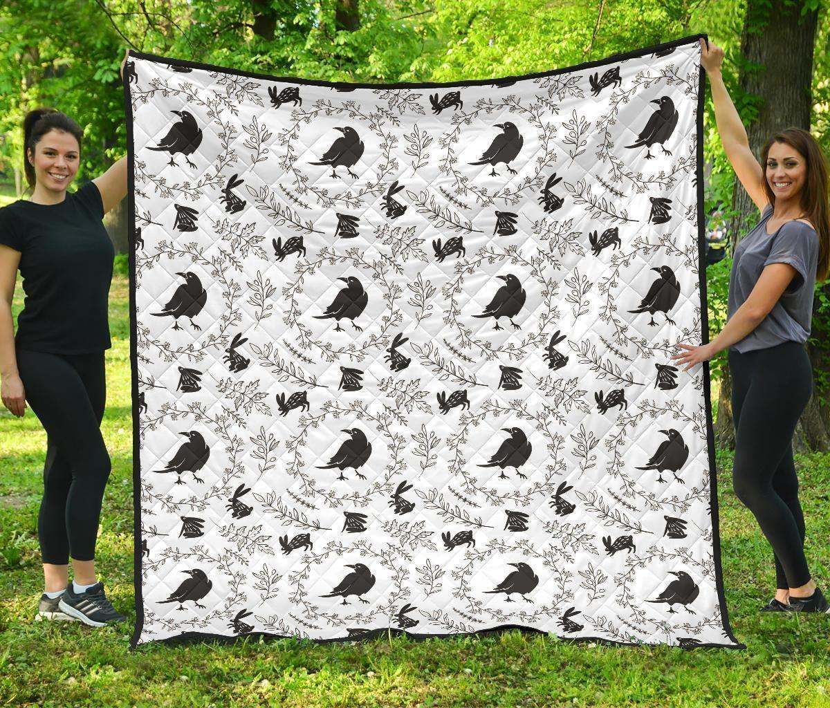 Crows Floral Wreath Rabbit Pattern Dhcdhc Dt1910 Quilt Blanket