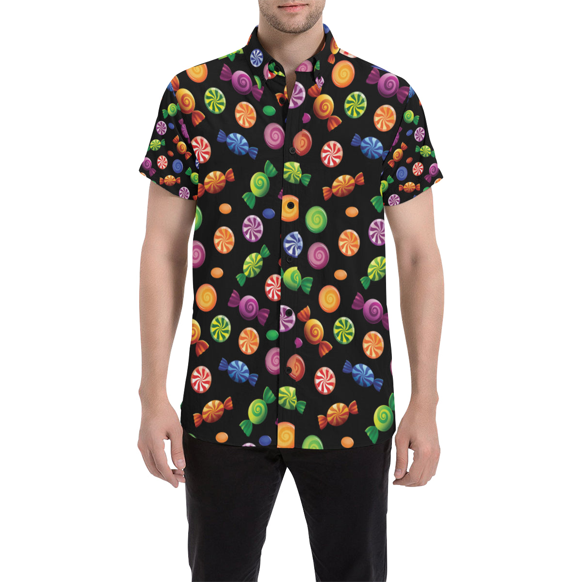 Candy Pattern Print Design 01 Men Button Up Shirt