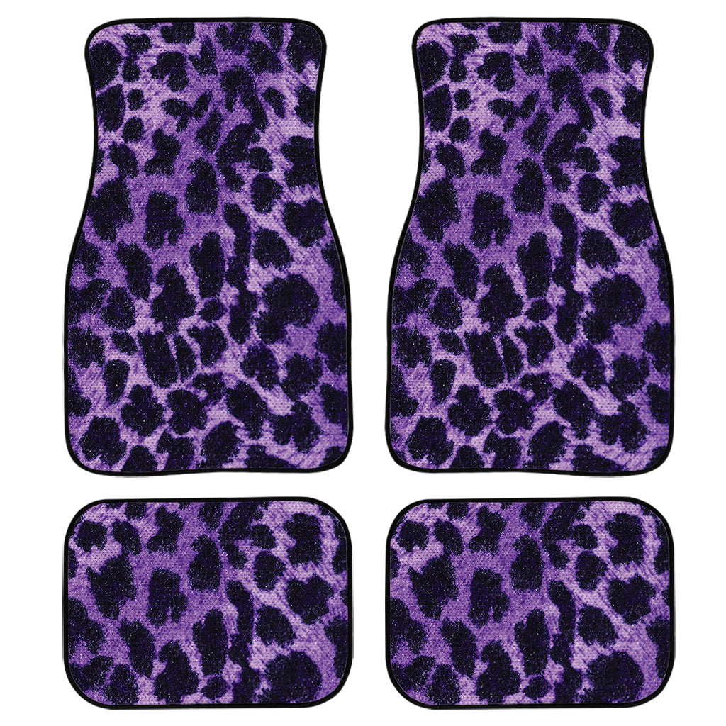 Purple And Black Cheetah Print Front And Back Car Floor Mats, Front Car Mat