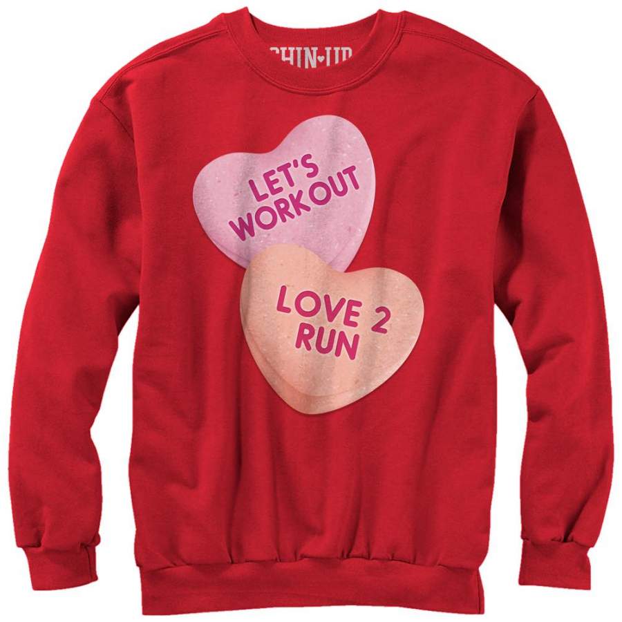 CHIN UP Women’s Valentine Heart Candy Workout  Sweatshirt Red