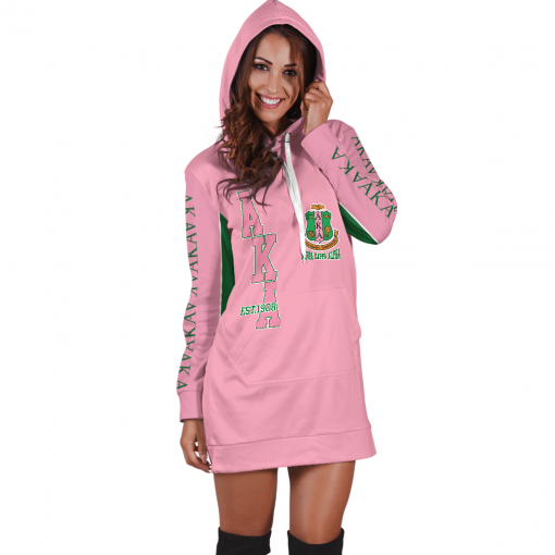 Alpha Kappa Alpha Est 1908 Aka Emblem Light Pink Hoodie Dress