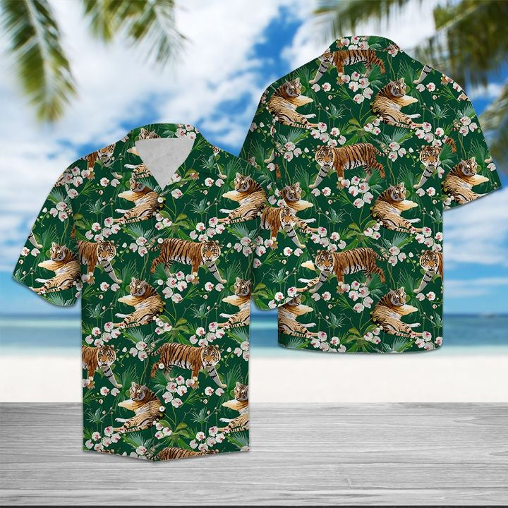 Tiger Tropical Forest Hawaiian Shirt Summer Button Up For Men, Women, Couple