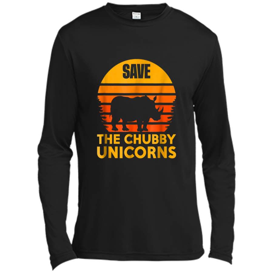 Retro Vintage Save The Chubby Unicorns Animal Lovers Long Sleeve Moisture Absorbing Shirt