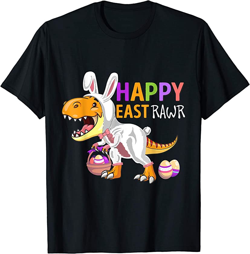 Boys Toddlers Easter Bunny T Rex Dinosaur Happy Eastrawr T-Shirt