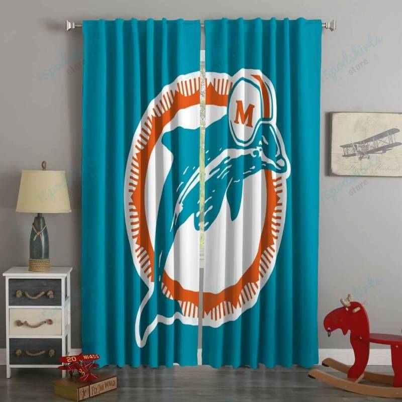 3D Printed Miami Dolphins Style Custom Living Room Curtains