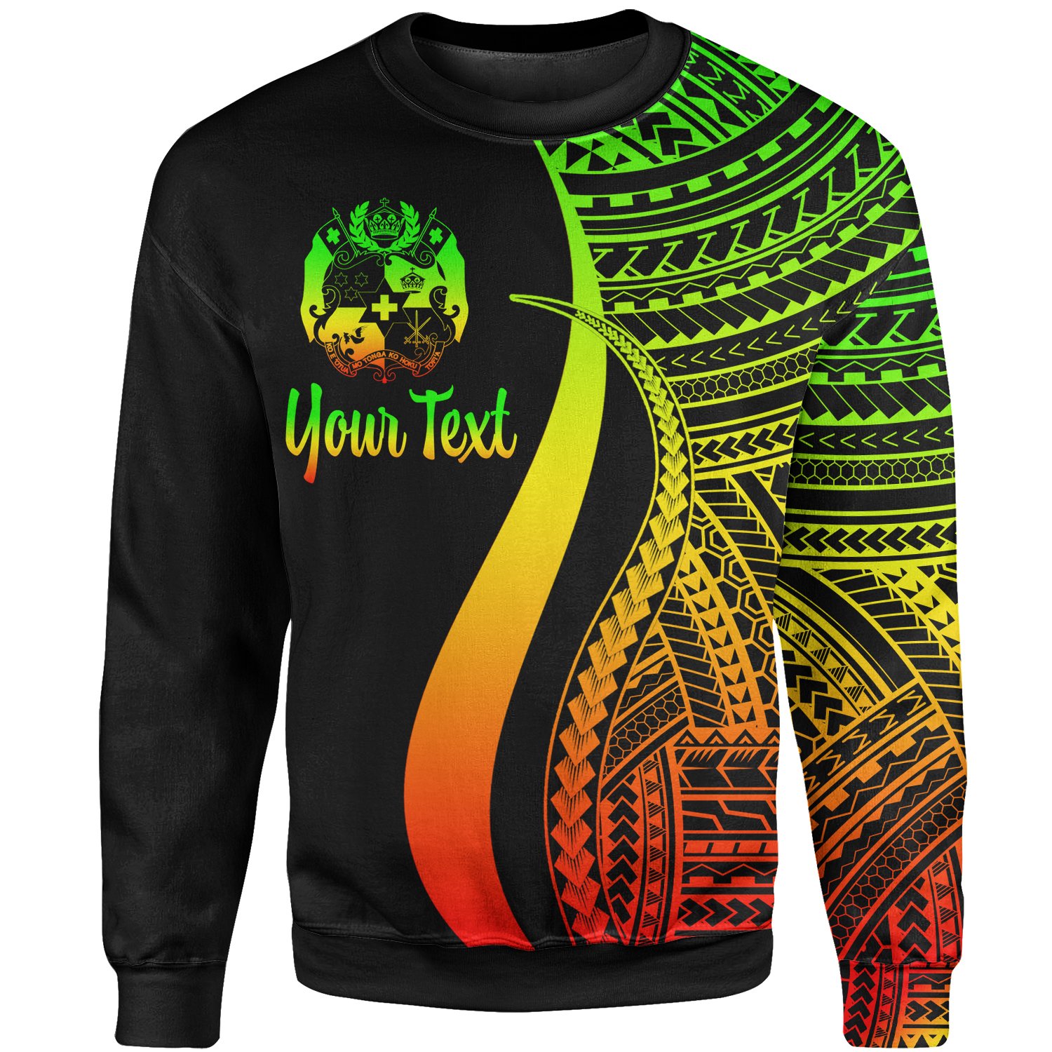 Tonga Custom Personalised Sweatshirt – Reggae Polynesian Tentacle Tribal Pattern – BN11