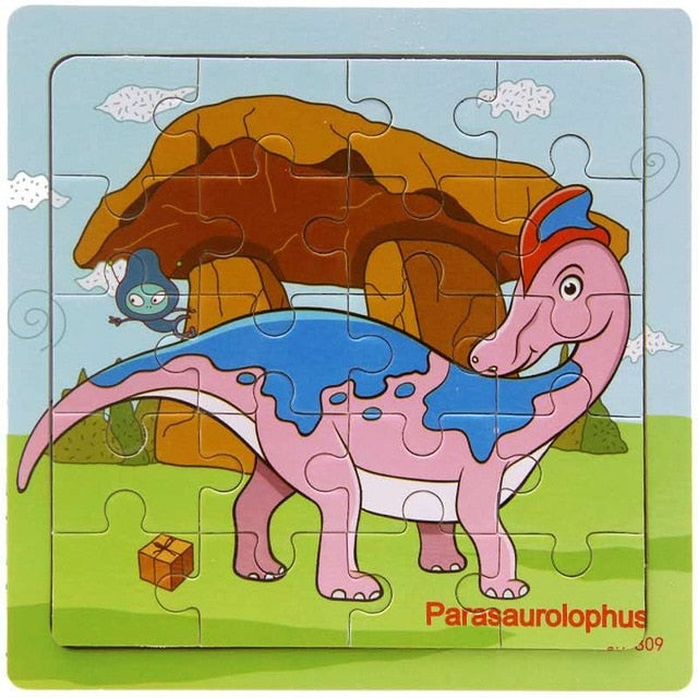 Wooden Puzzle Kids Toy Baby Wooden Jigsaw Puzzles Cartoon Dinosaur Animal Early Educational Toys