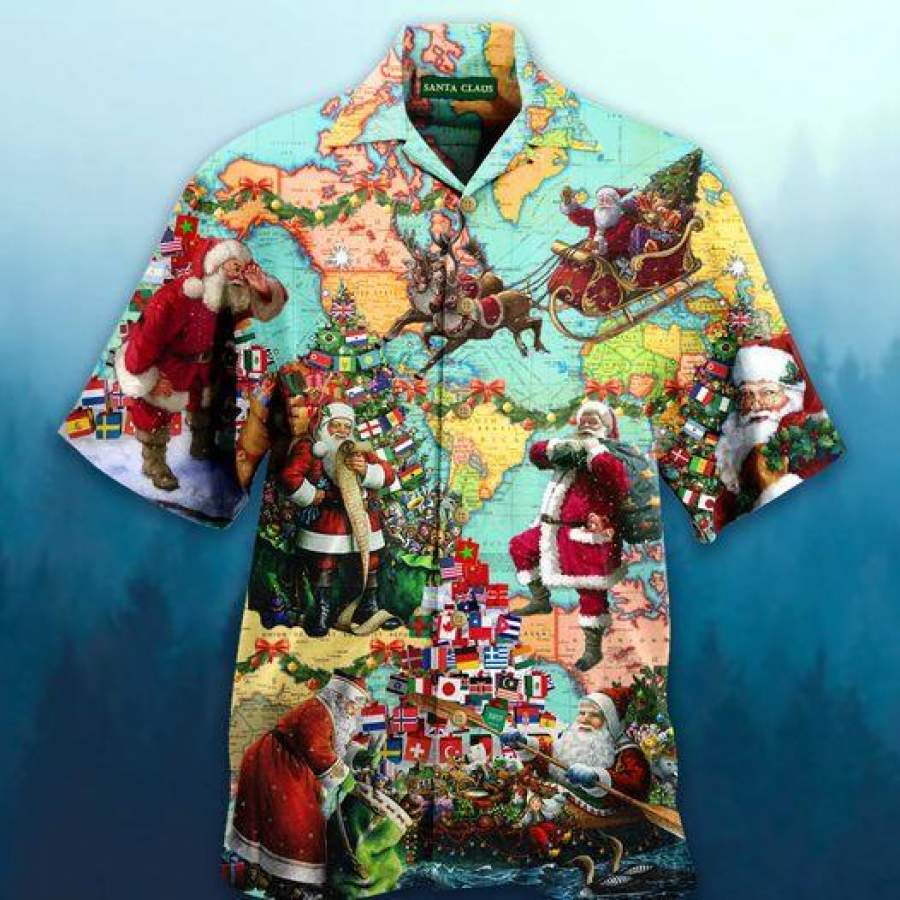 Santa Claus Around The World Hawaii Aloha Shirts Ha1878