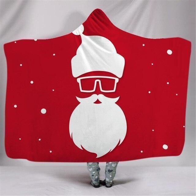 X-Mas Santa With Long Beard Hooded Blanket Christmas Decoration Ideas