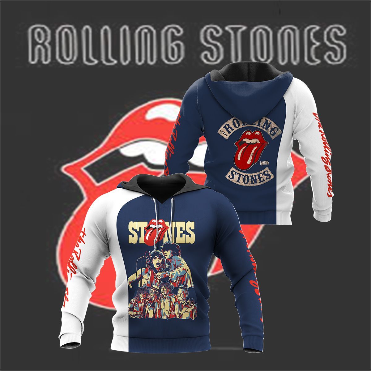 3D All Over Printed The Rolling Stones VTH Shirts Ver 1 (Blue)