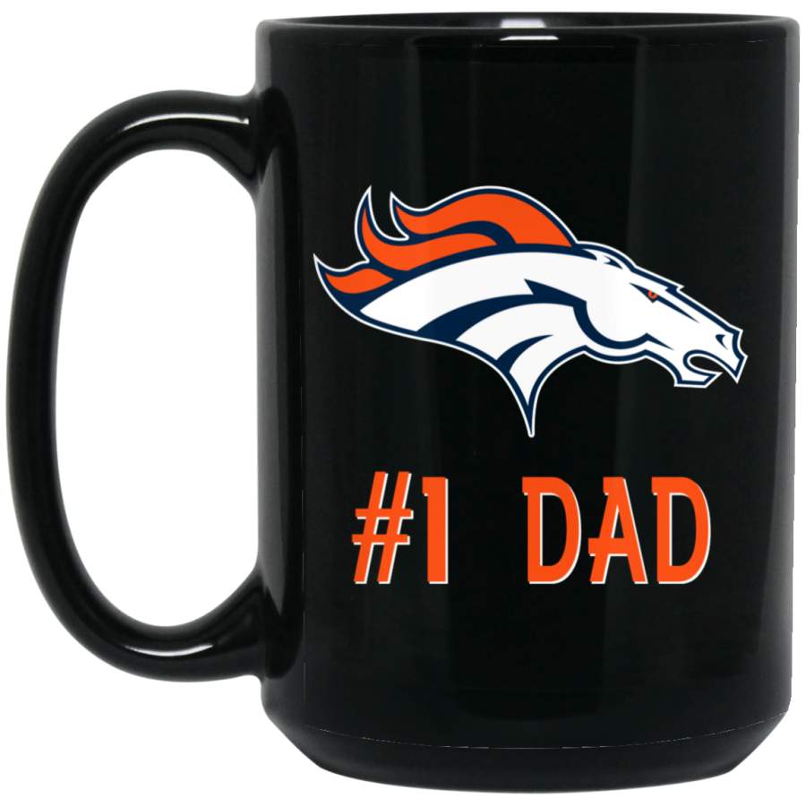 Custom Personalized Denver Broncos New Logo Orange-White #1 Dad BM15OZ 15 oz. Black Mug