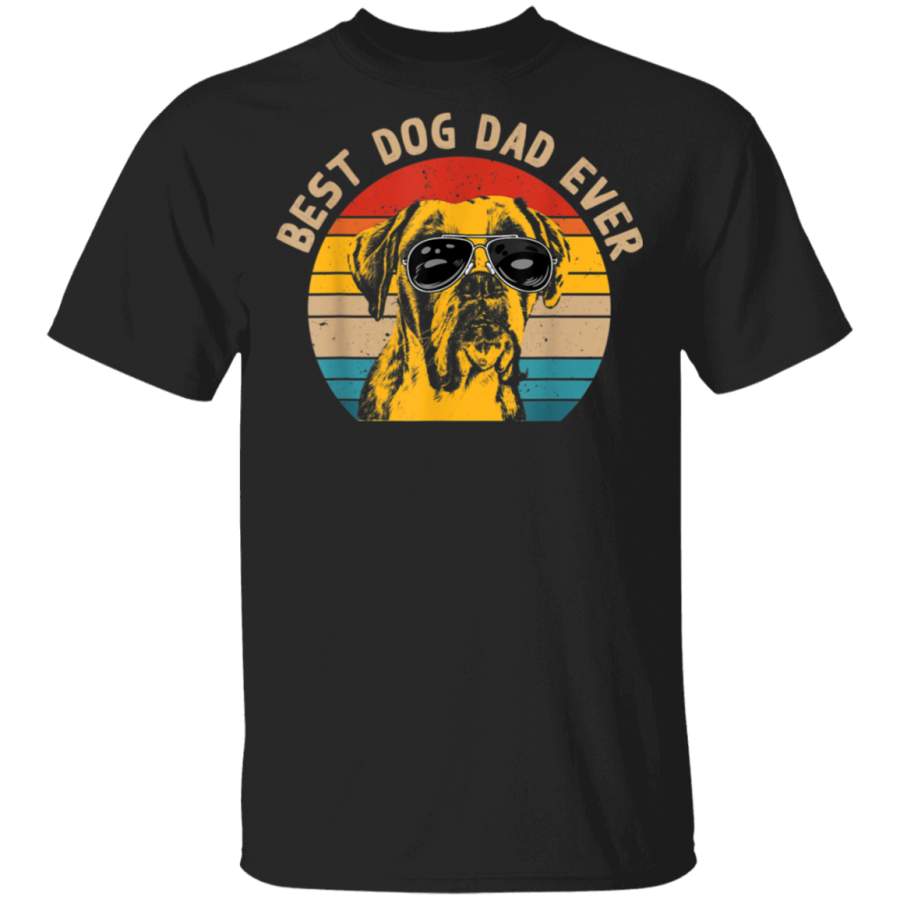 Mens Best Boxer Dad Ever Funny Dog Dad Retro Vintage Gift Tshirt