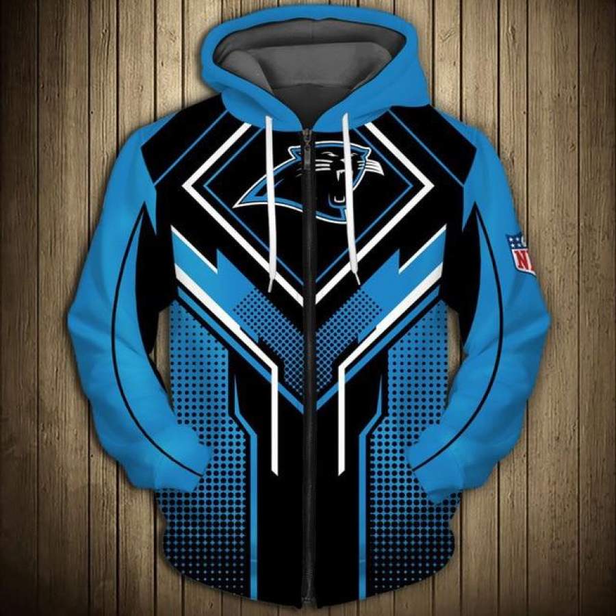 Carolina Panthers Square Lattice Zipper Hoodie