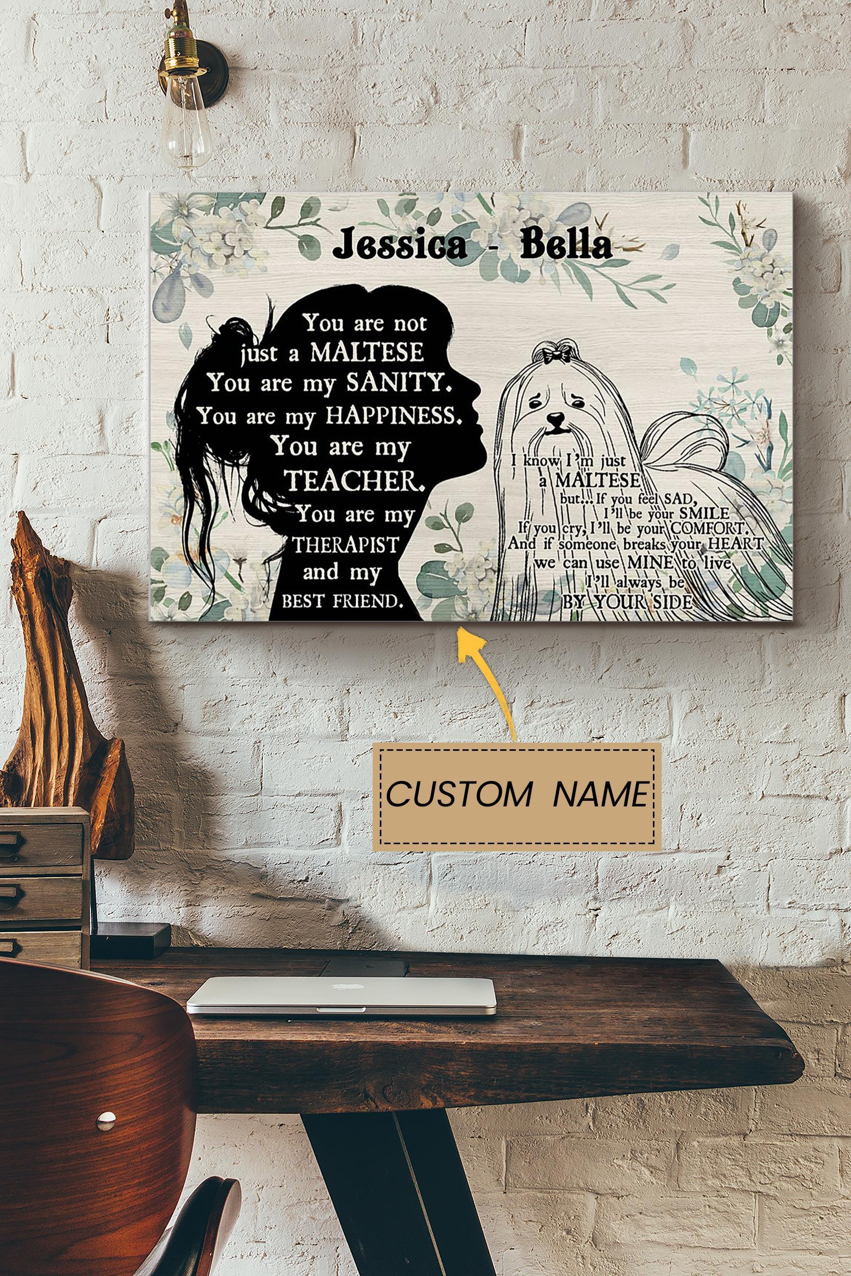 Maltese Girl Therapist Best Friend Personalized Poster – Animal Wall Art – Gift For Dog Lover Dog Foster Puppy Fan Poster