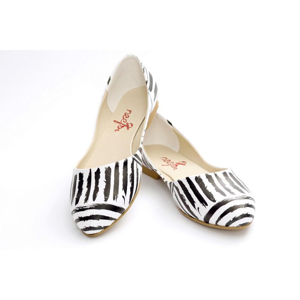 Black And White Ballerinas Shoes Nss351