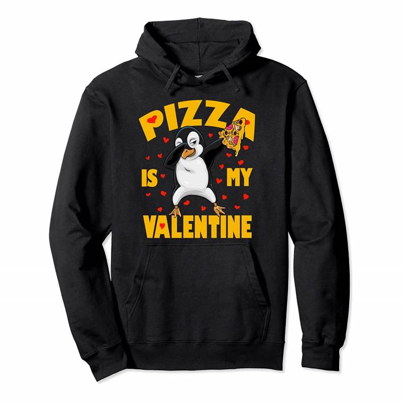 Pizza Is My Valentine Dabbing Penguin Valentine’s Day Gift Pullover Hoodie