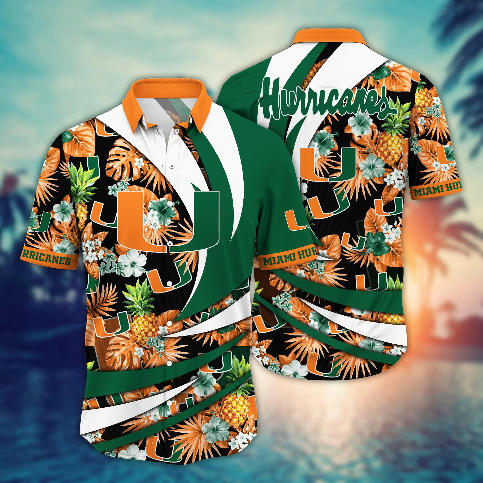 Miami Hurricanes NCCA Hawaiian Shirt Flip Flops Aloha Shirt