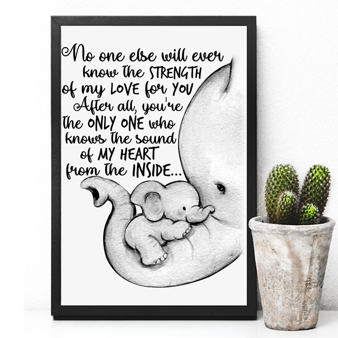 The Sound Of My Heart From The Inside Poster | Mom And Baby, Elephants Vertical Poster