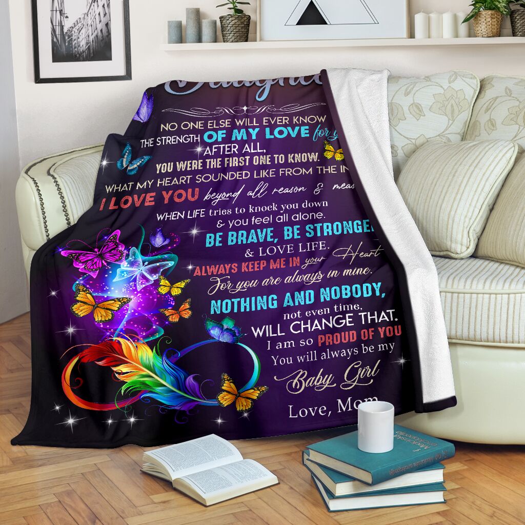 To My Daughter Fleece Blanket, The Strength Of My Love For You Gift For Daughter From Mom Birthday Gift Home Decor Bedding Couch Sofa Soft