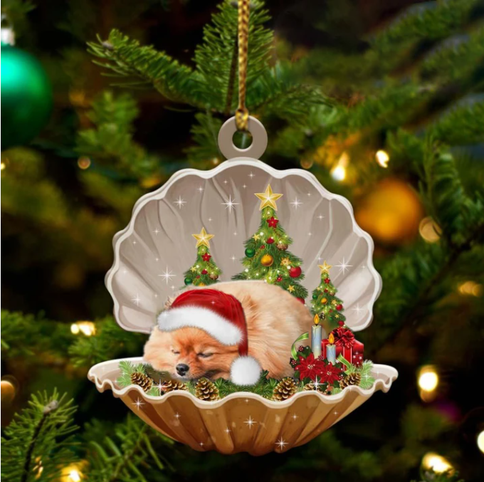 Pomeranian3-Sleeping Pearl In Christmas Two Sided Ornament