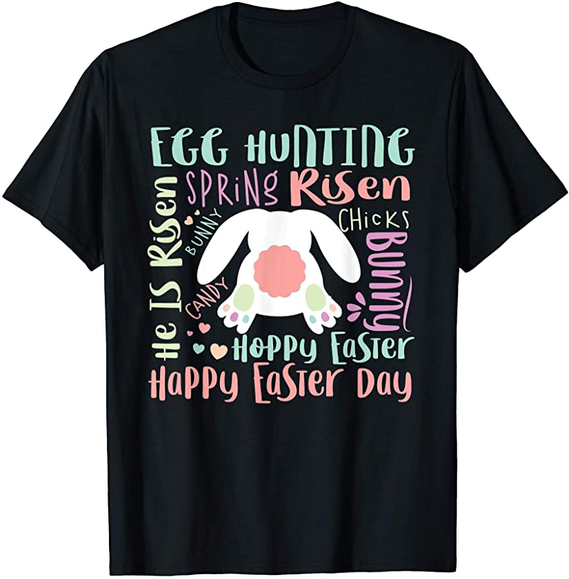 Tu Happy Easter Day Cute Bunny Typography Boys Girls Gift T-Shirt