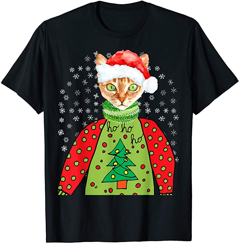 Cats Kitty Ugly Xmas Santa Funny Kitten Christmas Graphic T-Shirt