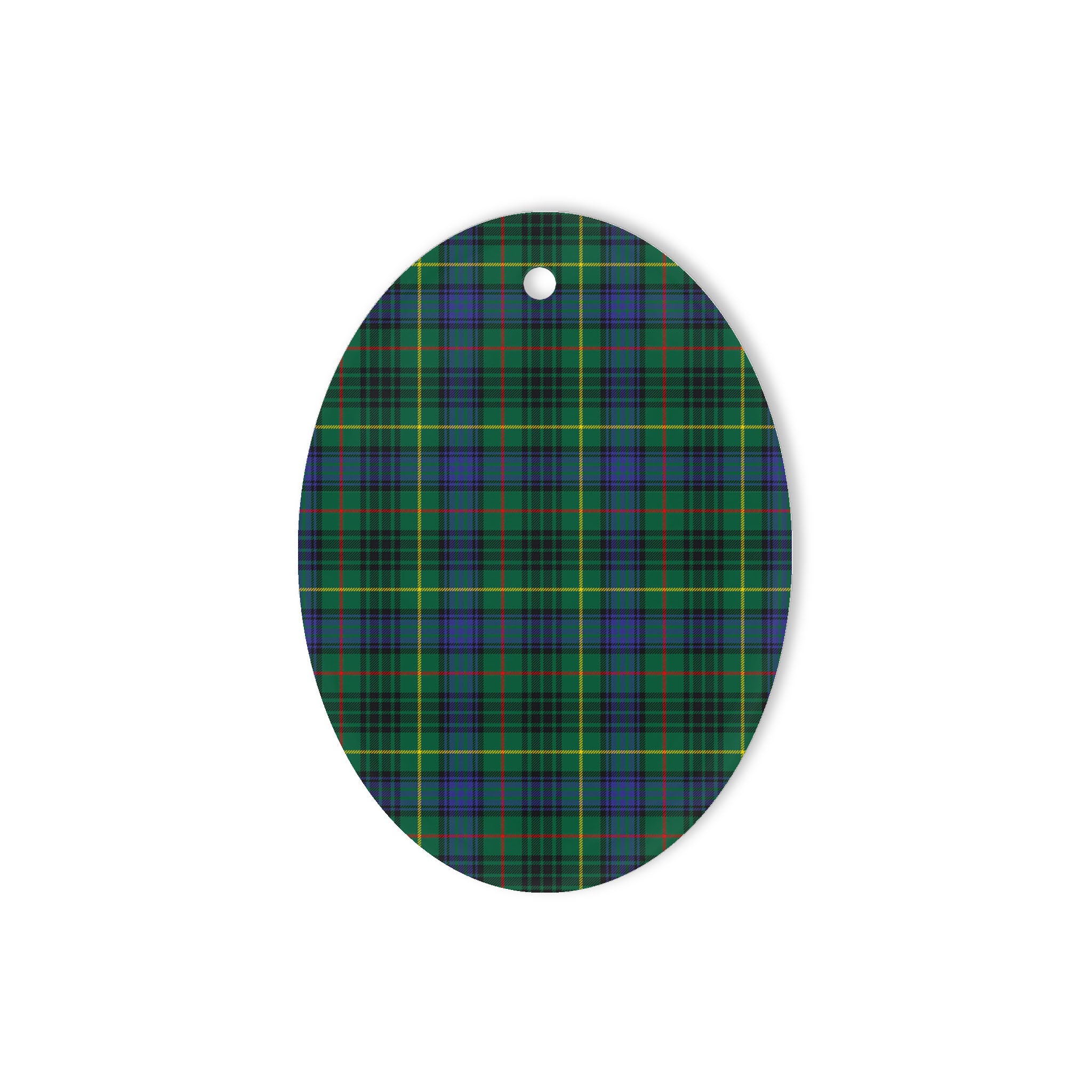 Stewart Hunting Modern Tartan Oval Ornaments, Christmas Tree Ornament, Plaid Christmas Ornaments, Ceramic Oval Christmas Tree Decoration