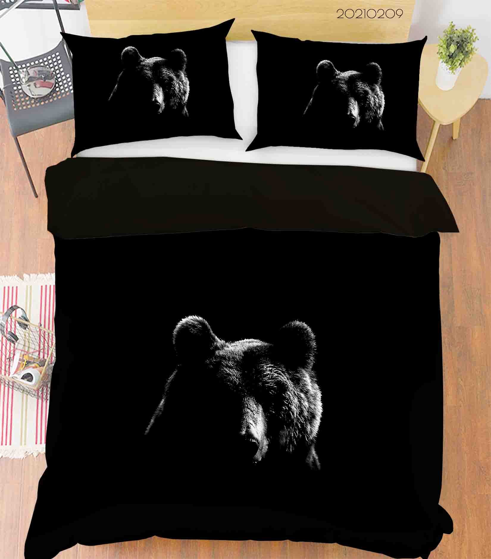 3D Animal Black Bear Quilt Cover Set Bedding Set Duvet Cover Pillowcases 289