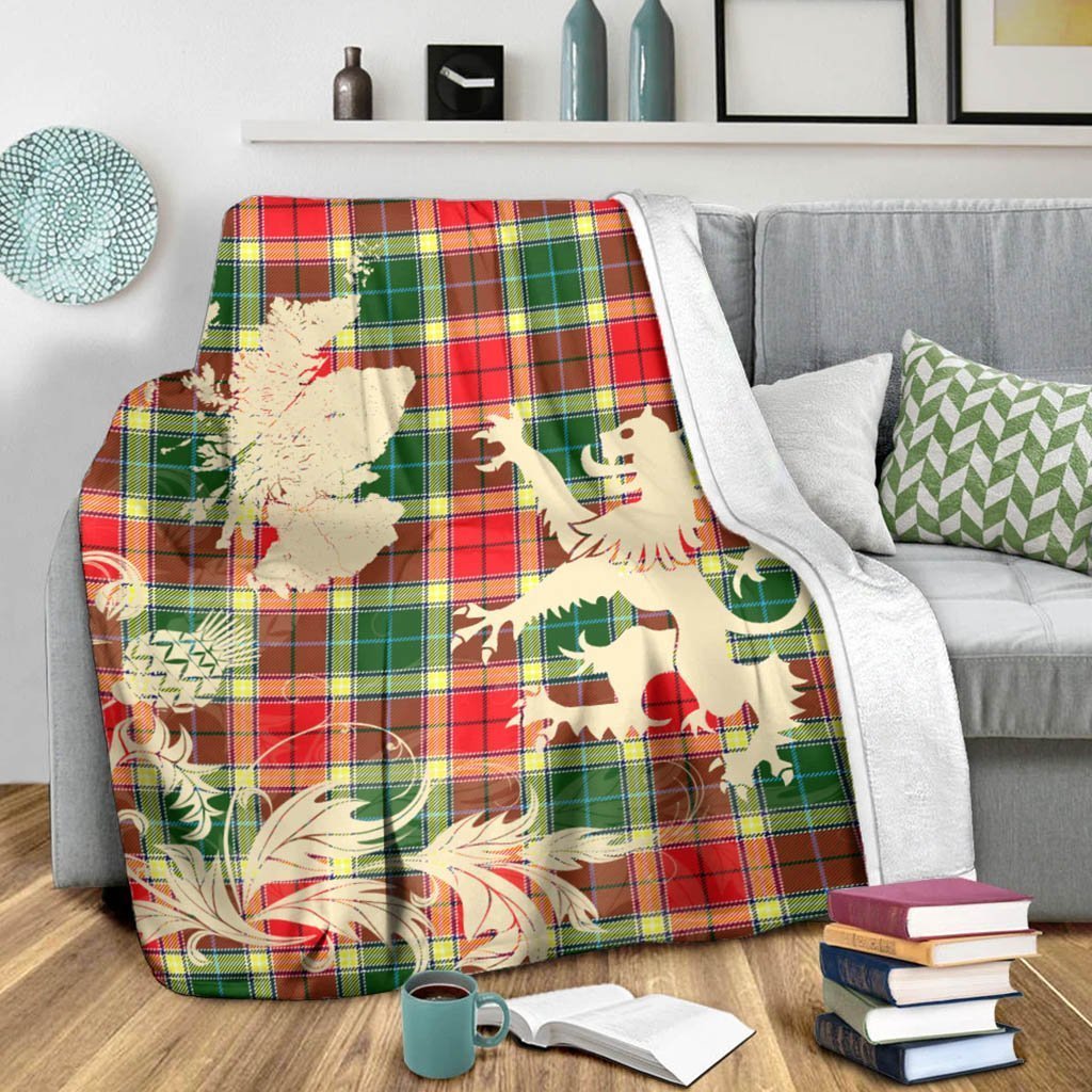 Tartan Blanket Gibbs Tartan Scotland Lion Thistle Map Plaid Blanket