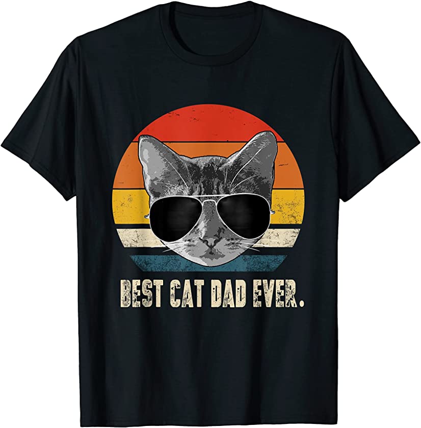 Best Cat Dad Ever Shirt Vintage Retro Cat Daddy Cat Father T-Shirt