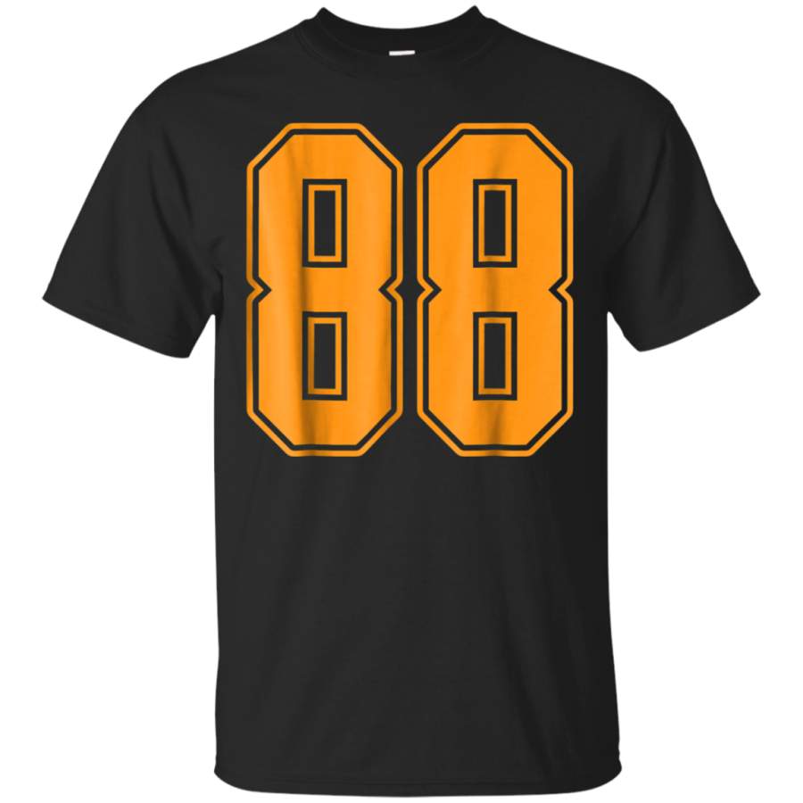 AGR 88 Orange Outline Number 88 Sports Fan Jersey Style T-Shirt