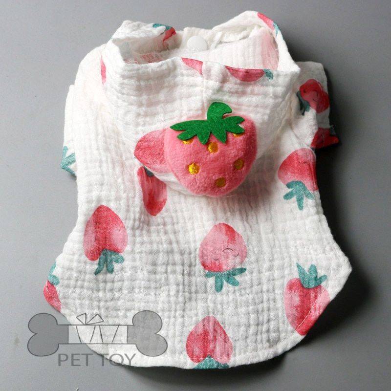 Cute Strawberry Cotton Dog Dress T-shirt Summer Dog Clothes Couple Pet Clothing Skirt Tee Shirt Puppy Apparel Small Dog Costume