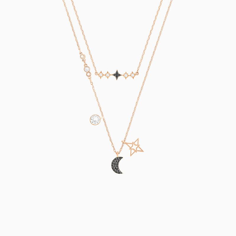 2020 Fashionable Swa New Symbolic Moon Necklace Set Exquisite Double Moon. Star Decoration Rose Gold Necklace Female Jewelry Gif alx